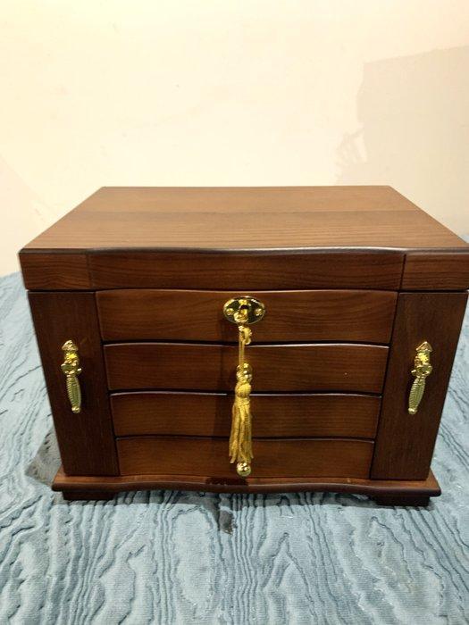 Sieradendoos - Hout, Messing, Alcantara, Antiek en Kunst, Curiosa en Brocante