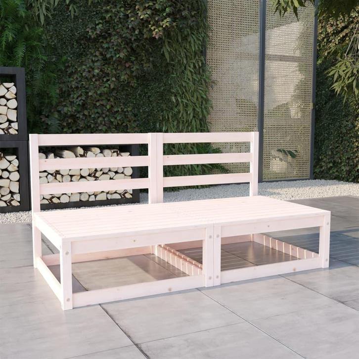 vidaXL Tuinbank 2-zits massief grenenhout wit, Tuin en Terras, Tuinsets en Loungesets, Nieuw, Verzenden