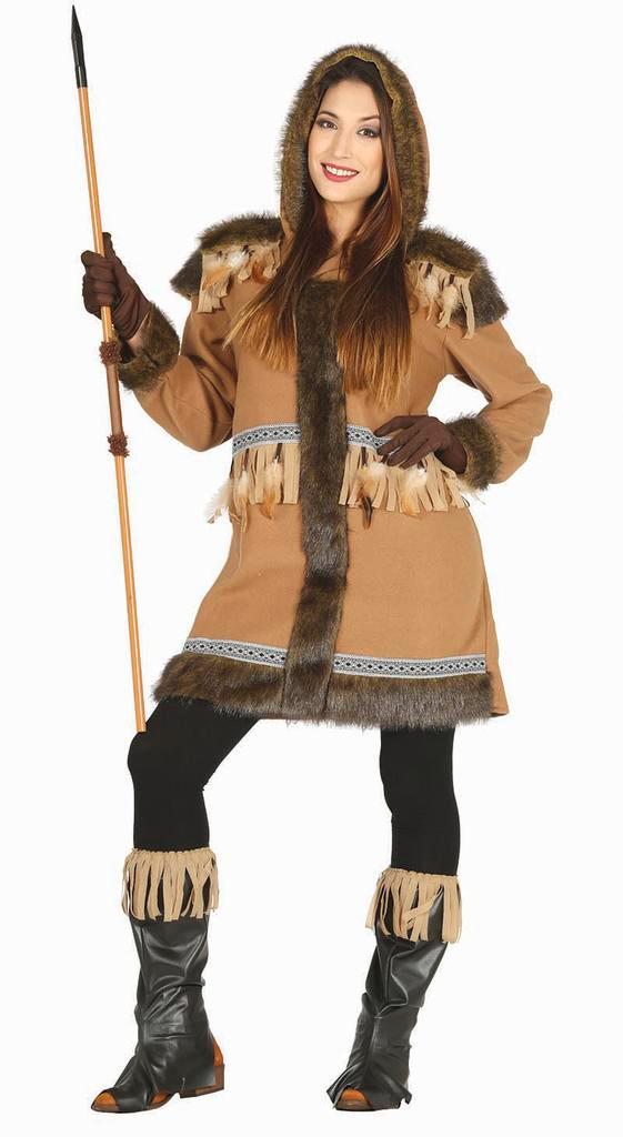 Eskimo Kostuum Dames Bruin, Kleding | Dames, Carnavalskleding en Feestkleding, Nieuw, Verzenden