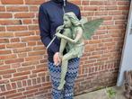Statue, XL Bronze Fairy with Flute - 56 cm - Bronze