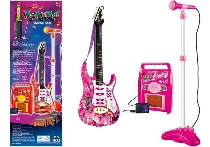 Kindergitaar - met versterker en microfoon - roze, Kinderen en Baby's, Speelgoed | Overig, Nieuw, Ophalen of Verzenden