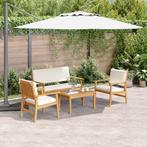vidaXL Tuinbank Set met kussen 4 pcs Bruin Massief, Tuin en Terras, Verzenden, Nieuw