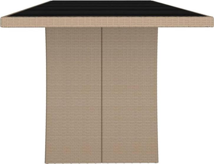 vidaXL Tuintafel met glazen blad poly rattan en gehard glas, Tuin en Terras, Tuinsets en Loungesets, Zo goed als nieuw, Verzenden
