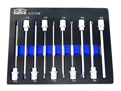 SATRA 3/8 Torx lange doppen set T10 t/m T55 (10-delig), Doe-het-zelf en Bouw, Gereedschap | Handgereedschap, Nieuw, Ophalen of Verzenden