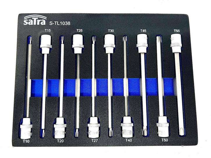 SATRA 3/8 Torx lange doppen set T10 t/m T55 (10-delig), Doe-het-zelf en Bouw, Gereedschap | Handgereedschap, Nieuw, Ophalen of Verzenden