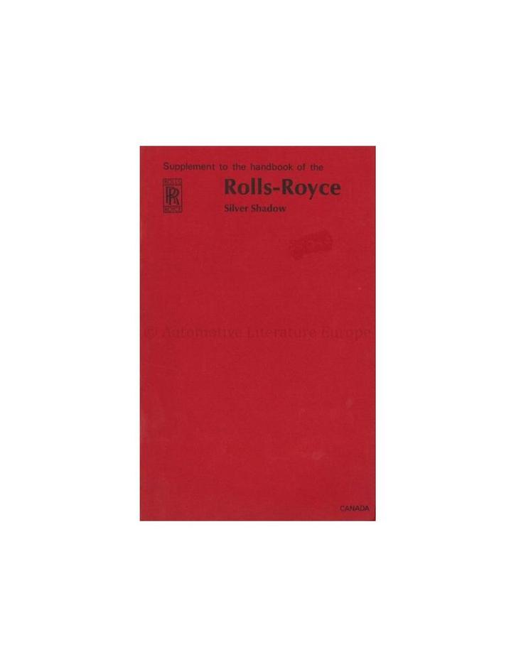 1968 ROLLS ROYCE SILVER SHADOW INSTRUCTIEBOEKJE SUPPLEMENT, Autos : Divers, Modes d'emploi & Notices d'utilisation