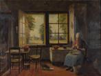 Johannes Theuns (1877-1961) - tVrouw en poes in de keuken