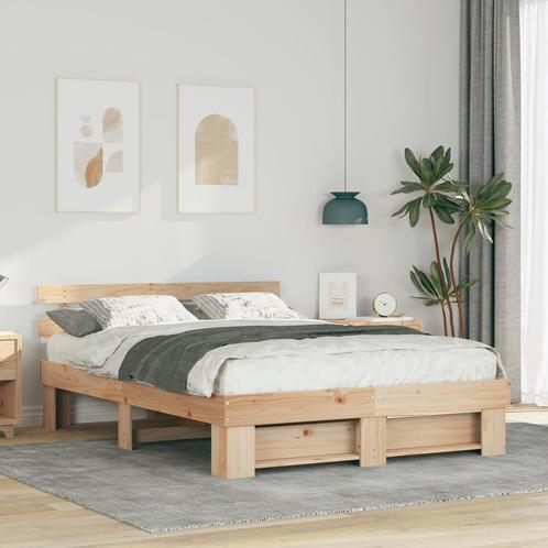 vidaXL Bedframe met hoofdeinde Bruin 160 x 200 cm Grenenhout, Huis en Inrichting, Slaapkamer | Bedden, Nieuw, Verzenden