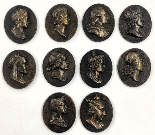 Penning - Lot of 10 Bronze Portrait Medallions featuring the, Postzegels en Munten, Munten en Bankbiljetten | Toebehoren