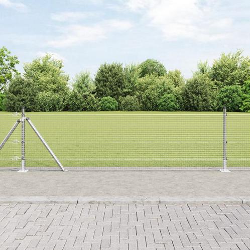 vidaXL Lasscherm met 13 Flenspalen 0.5x50 m Gegalvaniseerd, Tuin en Terras, Tuinhekken en Hekwerk, Nieuw, Verzenden