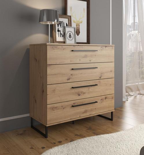 Commode Saturn - Eiken - Zwart - 91,5x42x93 cm - Kast, Huis en Inrichting, Kasten | Ladekasten, 25 tot 50 cm, Nieuw, 50 tot 100 cm
