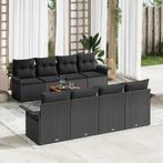vidaXL Tuinbank Set 9 pcs Zwart Poly rattan, Tuin en Terras, Verzenden, Nieuw