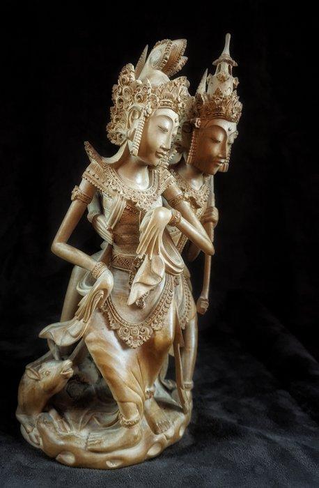 Sandelwood Signed Mas Bali - Rama & Sita - Indonesië (Zonder, Antiek en Kunst, Kunst | Niet-Westerse kunst