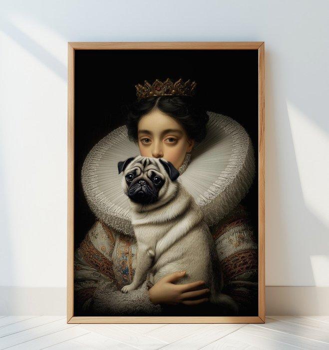 Dikhotomy - Pug Queen - No Reserve - Unique Edition, Antiek en Kunst, Kunst | Schilderijen | Modern
