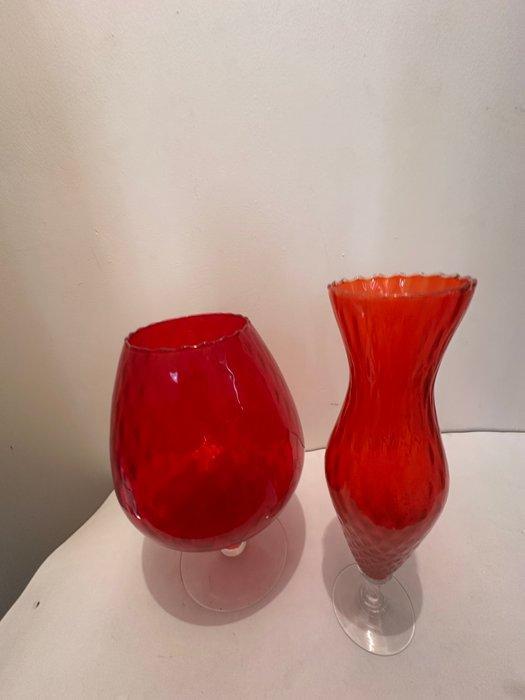 Empoli - Vaas (2) - Glas - Vazen van glaswerk uit Empoli., Antiek en Kunst, Curiosa en Brocante