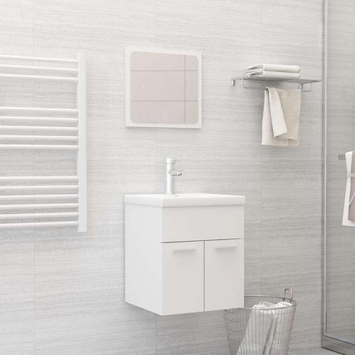 vidaXL 2-delige Badkamermeubelset bewerkt hout wit, Huis en Inrichting, Badkamer | Badkamermeubels, Nieuw, Verzenden