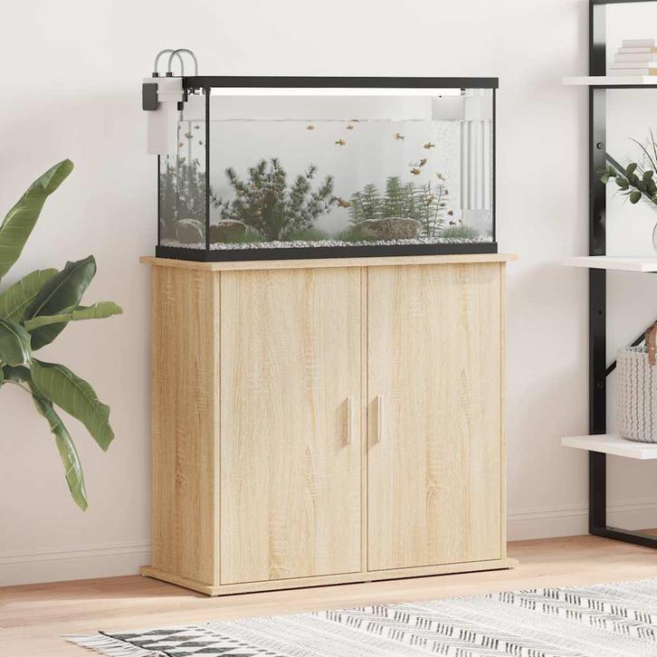 vidaXL Aquariumstandaard Sonoma Eiken 81x36x73 cm Bewerkt, Dieren en Toebehoren, Vissen | Aquaria en Toebehoren, Nieuw, Verzenden