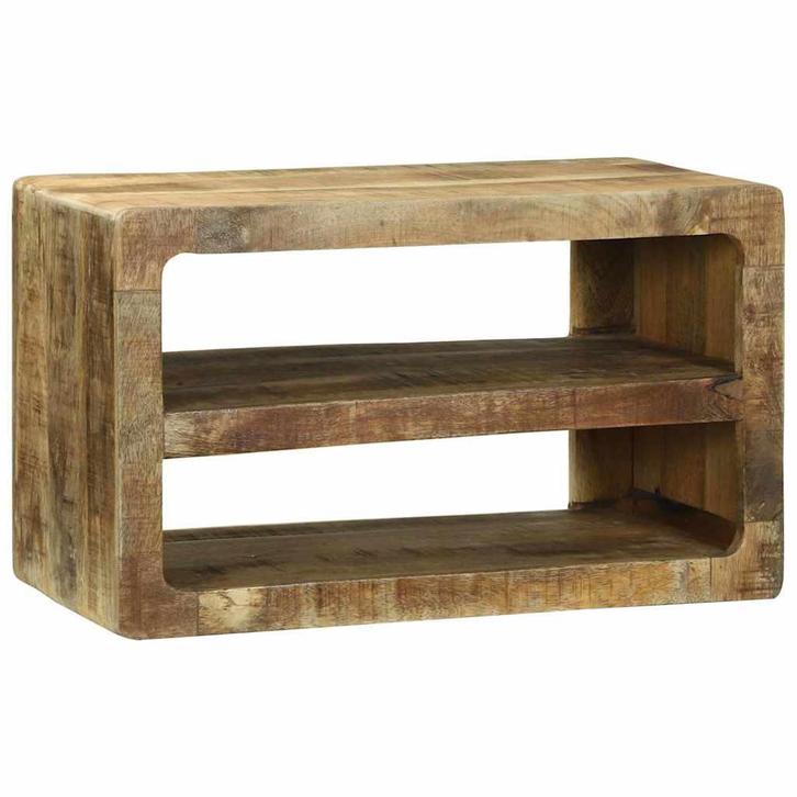 vidaXL TV-kast met plank met opslag Bruin Massief mangohout, Huis en Inrichting, Woonaccessoires | Cd- en Dvd-rekken, Nieuw, Verzenden