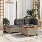 vidaXL Tuinkruk met kussen 63,5x56x32 cm poly rattan grijs, Verzenden, Nieuw