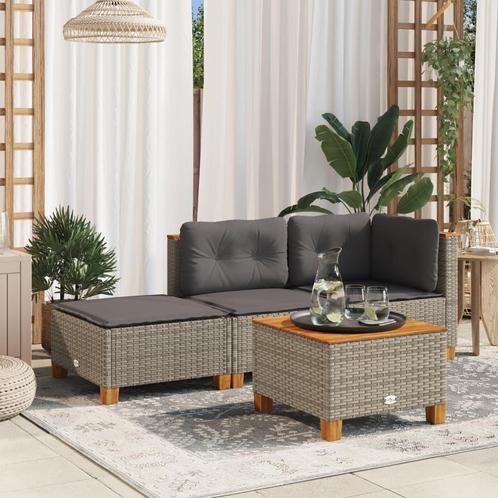 vidaXL Tuinkruk met kussen 63,5x56x32 cm poly rattan grijs, Tuin en Terras, Tuinsets en Loungesets, Nieuw, Verzenden