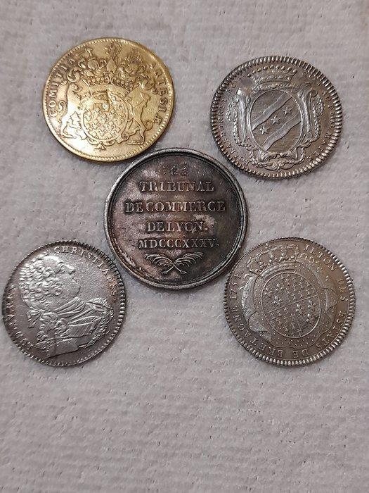 Frankrijk. Lot de 3 jetons argent, 1 jetons cuivre, 1, Timbres & Monnaies, Monnaies & Billets de banque | Accessoires