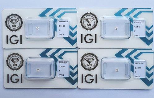 4 pcs Diamant  (Natuurlijk)  - 0.33 ct - Rond - F - VVS2 -, Handtassen en Accessoires, Edelstenen