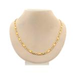 18 Krt. Bicolor gouden fantasieschakel ketting | 50 cm, Handtassen en Accessoires, Kettingen, Ophalen of Verzenden, Gebruikt, Overige kleuren
