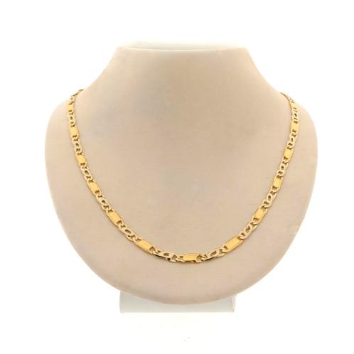 18 Krt. Bicolor gouden fantasieschakel ketting | 50 cm, Handtassen en Accessoires, Kettingen, Overige kleuren, Gebruikt, Goud
