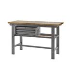 Werkbank grijs 150 cm met hardhouten blad en, Doe-het-zelf en Bouw, Werkbanken, Ophalen of Verzenden, Nieuw