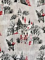 Toile de jouy stof met kerstkastelen. Dubbel breed. -