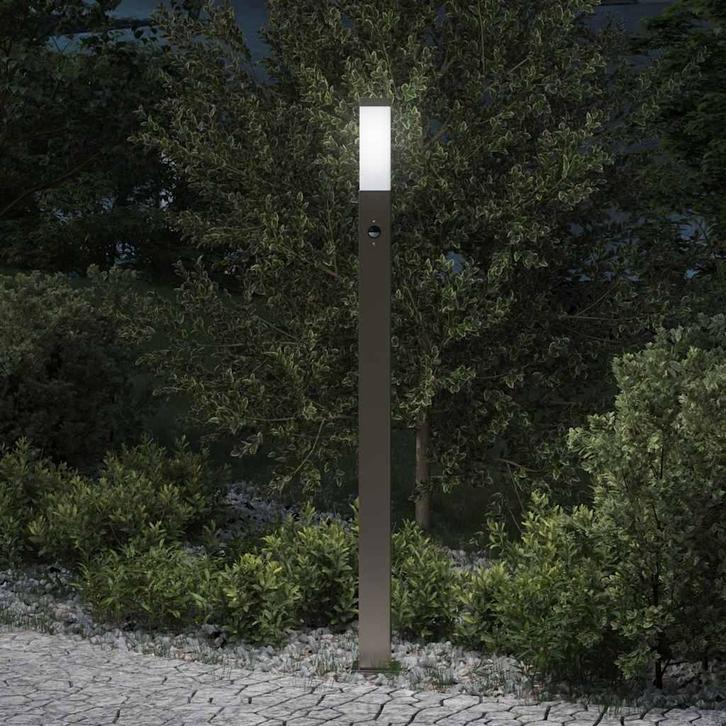vidaXL Bolderverlichting met sensor 110 cm roestvrij staal, Huis en Inrichting, Lampen | Overige, Nieuw, Verzenden