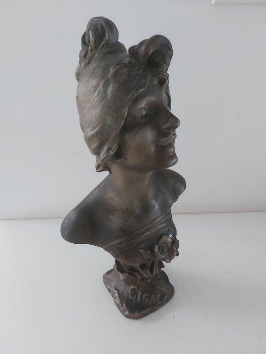 Julien Caussé - art nouveau - Buste, Cigale - 32 cm -, Antiek en Kunst, Kunst | Designobjecten
