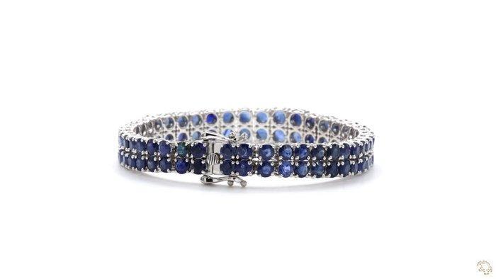 Tennis armband - 14 karaat Witgoud - 18.95ct. tw. Saffier -, Handtassen en Accessoires, Antieke sieraden