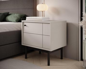 Meubella Nachtkastje beige 54x39x57 cm | 1 deurtje, Huis en Inrichting, Verzenden, Nieuw