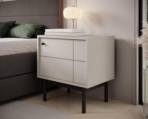 Meubella Nachtkastje beige 54x39x57 cm | 1 deurtje, Huis en Inrichting, Kasten | Overige, Nieuw, Verzenden