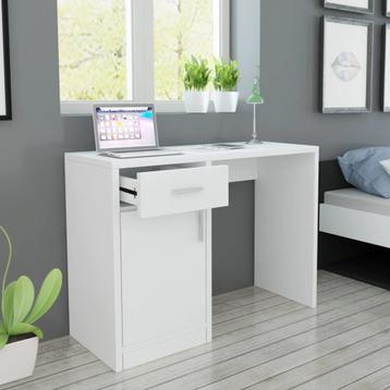 vidaXL Bureau met lade en kastje 100x40x73 cm wit, Huis en Inrichting, Verzenden, Nieuw