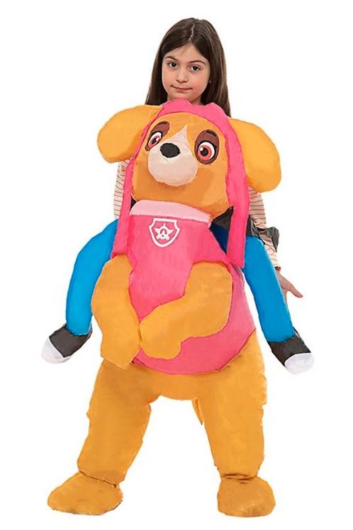 KIMU® Opblaas Kostuum Kinderen Patrol Paw Zittend Op Roze Ho, Kinderen en Baby's, Carnavalskleding en Verkleedspullen, Nieuw, Ophalen of Verzenden