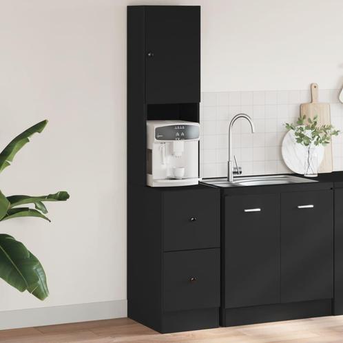 vidaXL Keukenkast 35x50x180 cm bewerkt hout zwart, Huis en Inrichting, Kasten | Overige, Nieuw, Verzenden