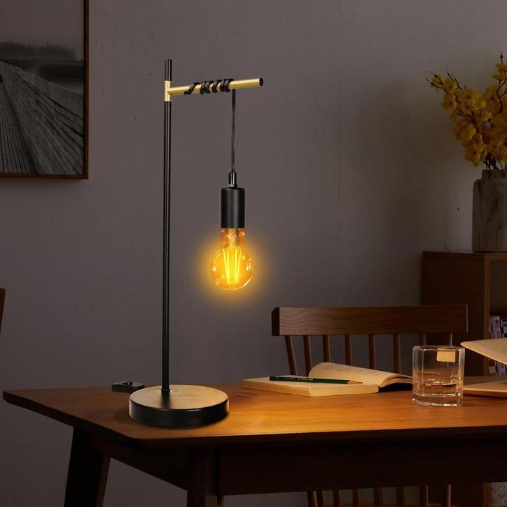 Tafellamp - Bureaulamp - Tafellamp slaapkamer - Zwart - Aigo, Huis en Inrichting, Woonaccessoires | Overige, Verzenden
