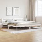 vidaXL Bed Frame met Hoofdbord Wit 200x220 cm Massief Hout, Huis en Inrichting, Slaapkamer | Bedden, Verzenden, Nieuw
