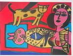 Corneille (1922-2010) - Femme, poissons, chat, Antiek en Kunst