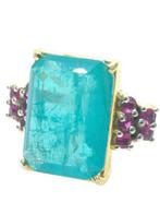 Zonder Minimumprijs - Ring - 9 kt. Geel goud, Zilver Paraiba, Handtassen en Accessoires, Ringen, Nieuw