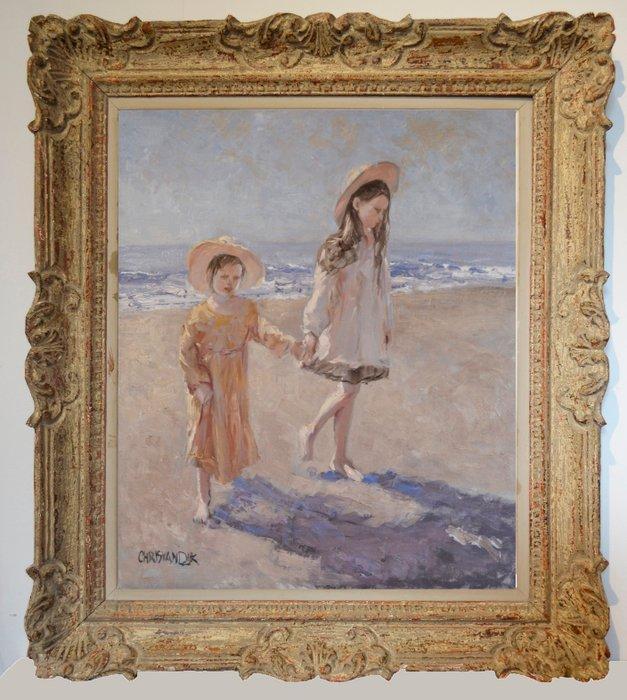 Chris van Dijk (1952) - Impressionist  Ma soeur et moi, Antiek en Kunst, Kunst | Schilderijen | Klassiek