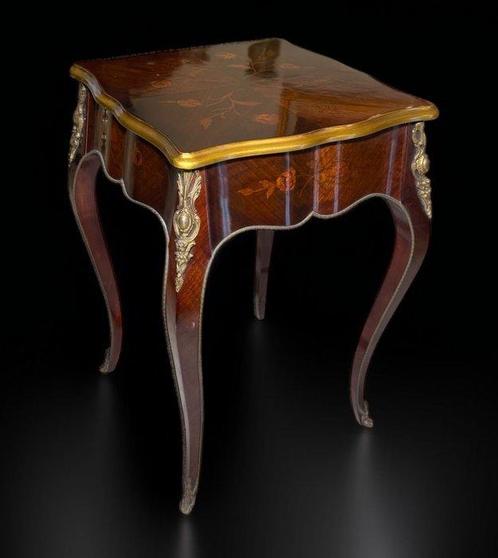 Bijzettafel - Brons, Napoleon III - Mahonieveer -, Antiek en Kunst, Antiek | Overige Antiek