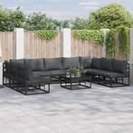 vidaXL Tuinbank Set met kussen 10 pcs Zwart Aluminium, Tuin en Terras, Verzenden, Nieuw