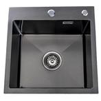 Lendo Online Spoelbak met Kraangat 44x44x20 cm Zwart RVS, Verzenden, Nieuw