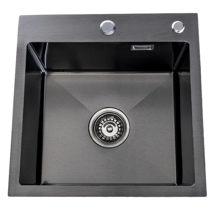 Lendo Online Spoelbak met Kraangat 44x44x20 cm Zwart RVS, Maison & Meubles, Cuisine | Ustensiles de cuisine, Envoi