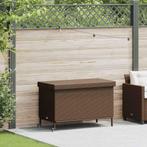 vidaXL Tuinbox met wielen 110x55x73 cm poly rattan bruin, Tuin en Terras, Verzenden, Nieuw
