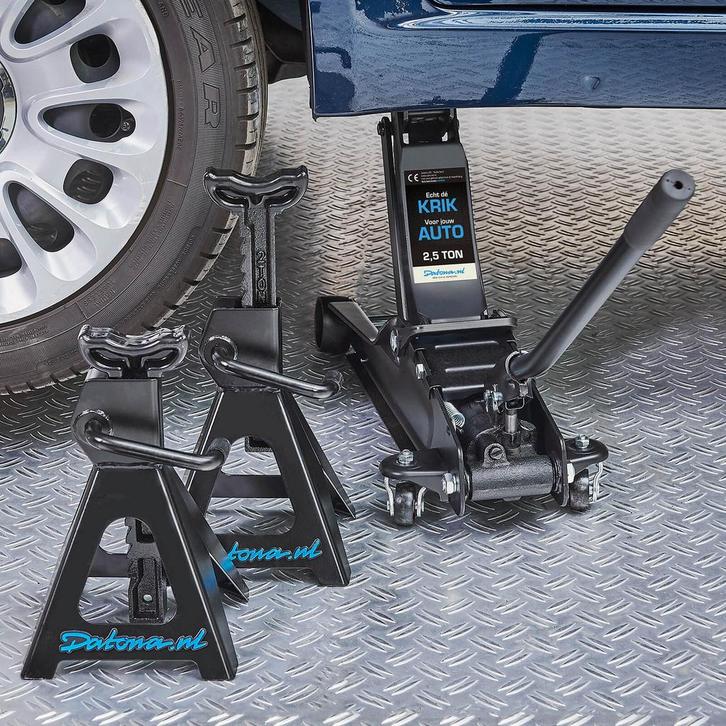 Datona Autokrik laag model 2,5 ton + assteunen 3 ton -, Auto diversen, Krikken, Ophalen of Verzenden