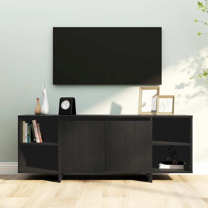 vidaXL Tv-meubel 130x35x50 cm bewerkt hout zwart, Huis en Inrichting, Kasten |Televisiemeubels, Nieuw, Verzenden